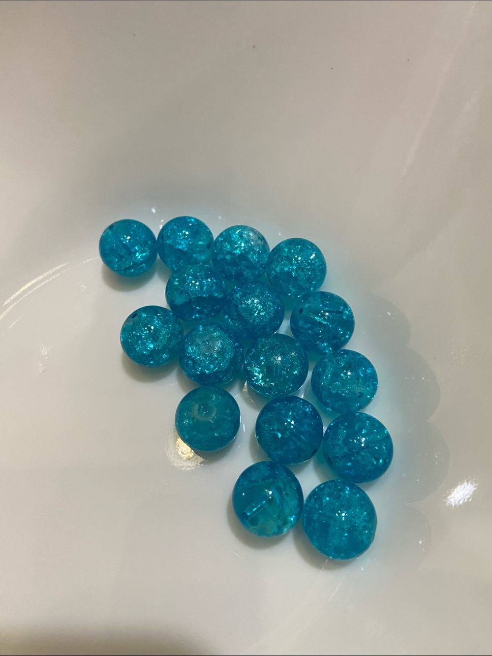 Set of Blue Crackle Glass Beads